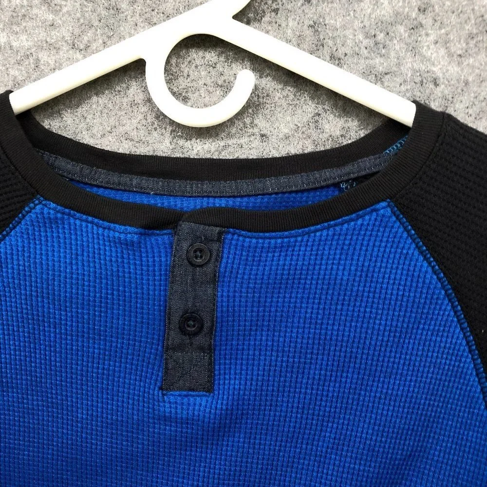 NWT Beverly Hills Polo Club Boys Size L (7) Blue Long Sleeve Henley‎ Shirt